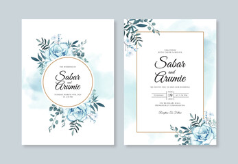 Obraz na płótnie Canvas Watercolor floral for wedding invitation card set template