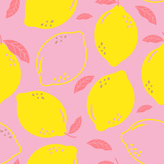 Seamless pattern lemon and leaves 