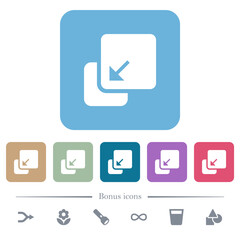 Collapse element flat icons on color rounded square backgrounds