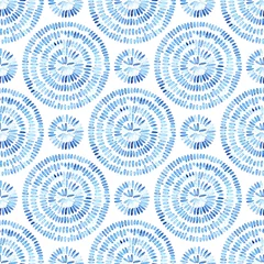 Foto op Plexiglas Blauw wit Naadloze blauwe en witte aquarel patroon. Ornament in de stijl van polka dot. Handgemaakt. Grungetextuur.