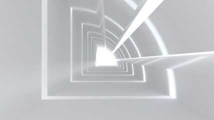 abstract minimal white tunnel floor window light lighting composition 3d render