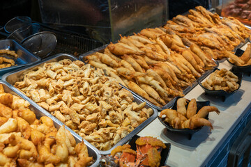 All kinds of delicious fried fish on the plate