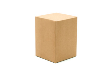 Brown cardboard box isolated on white background with clipping path. Suitable for packaging.