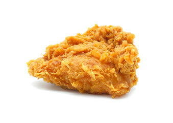Crispy fried chicken breast isolated on a white background.