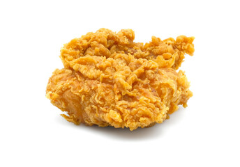 Crispy fried chicken breast isolated on a white background.