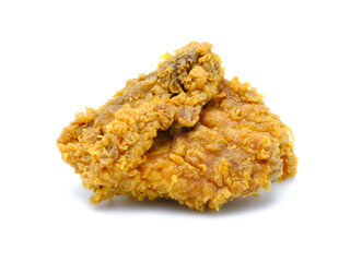 Crispy fried chicken breast isolated on a white background.