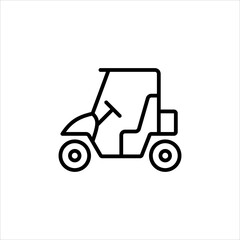 Fototapeta na wymiar Golf Car Line Icon In A Simple Style. It moves on electric traction. It is used to move around the golf course. Vector sign in a simple style, isolated on a white background.
