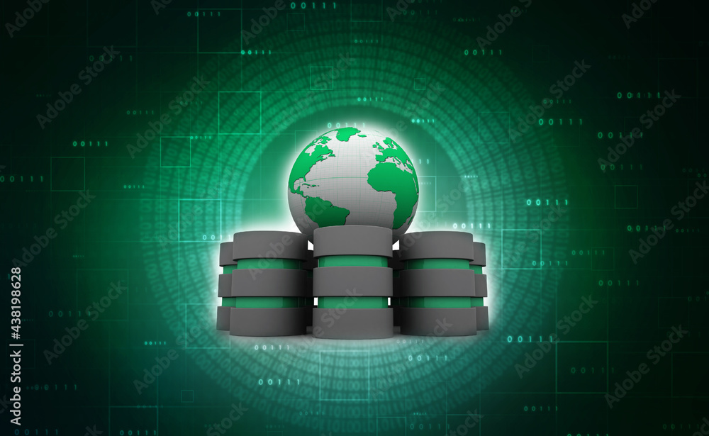Poster 3d rendering database storage data base