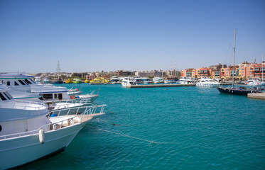Fototapeta na wymiar boats in marina Egypt Hurghada