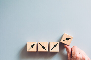 No time to go wobbly. Decisive action concept. A strong hand changing the direction of movement...
