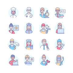 Professions - modern colorful line design style icons