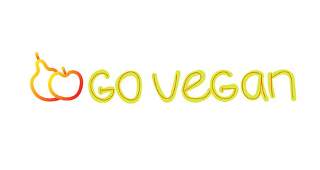 lettering go vegan with apple and pear