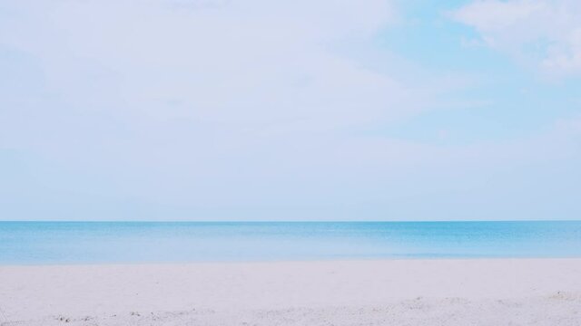 The beautiful view point of Samila beach in Songkhla, South of Thailand. White sand and blue sea with cloudy sky.   