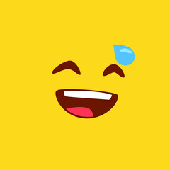 Emoji face in yellow background. Flat style