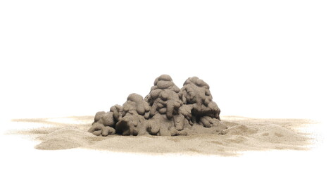 Fototapeta na wymiar Pile wet and dry sand isolated on white background