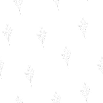 white seamless pattern with plants
