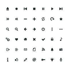 Cute Navigation buttons for kids. Vector image set of multimedia icons.