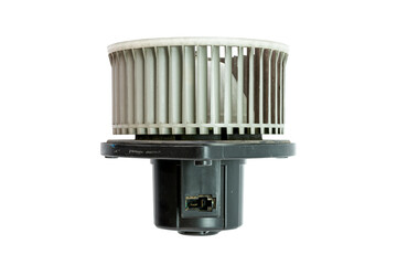 Air car blower motor isolated on white background. Car spare parts.