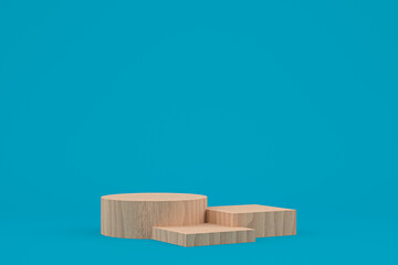 wood podium minimal 3d rendering or product stand for cosmetic product presentation