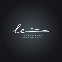 Initial Letter LE Logo - Handwritten Signature Logo - obrazy, fototapety, plakaty