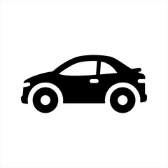 Car icon, black. Vector and glyph