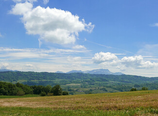 idilliaca vista della verde regione francese del jura