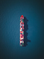 Fully loaded cargo ship on the sea