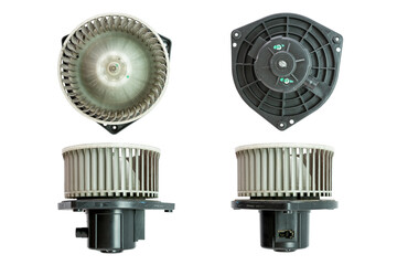 Air car blower motor isolated on white background. Car spare parts.