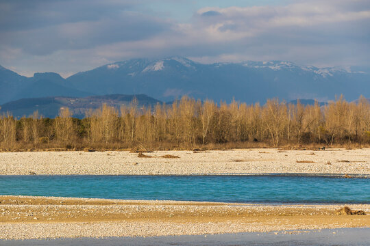 The river Piave / Montello in Italy