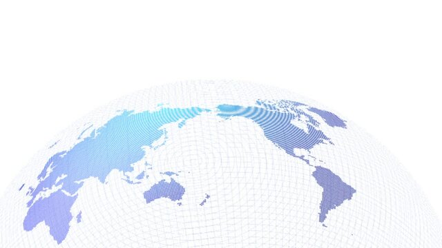 青色のデジタルネットワーク地球イメージ白背景