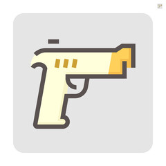 Hand gun or pistol vector icon. Gun is automatic machine weapon consist of caliber, safety, grip, trigger and magazine for police, army or military use to shooting bullet, ammo or ammunition. 48x48 px