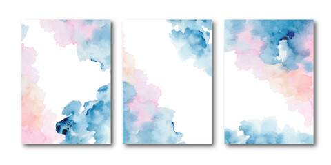 Set abstract texture background with watercolor