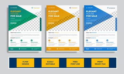 Corporate Real Estate Home Sale Flyer Design Template Vector Premium