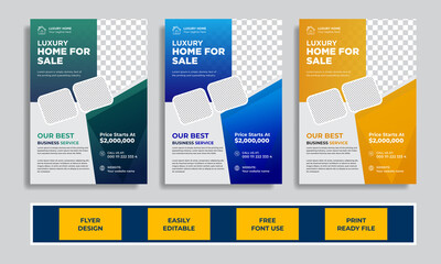 Corporate Real Estate Home Sale Flyer Design Template Vector Premium