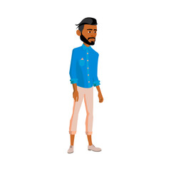 hispanic bearded man walking in gallery cartoon vector. hispanic bearded man walking in gallery character. isolated flat cartoon illustration
