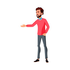 man guide showing monument in historical city part cartoon vector. man guide showing monument in historical city part character. isolated flat cartoon illustration