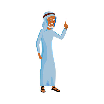 arabian old grandfather telling cautionary tale cartoon vector. arabian old grandfather telling cautionary tale character. isolated flat cartoon illustration