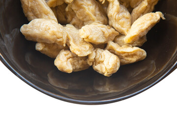 Fried fish meatballs isolated on white background. Save with clipping path.