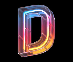 Neon in a glass case font. Letter D.