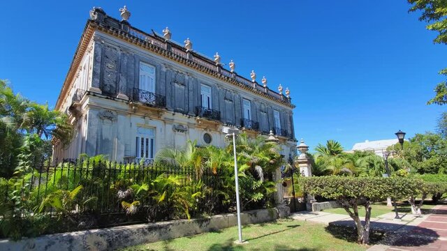 Central Avenue Paseo de Montejo in Merida with local museums, restaurants, monuments and tourist attractions.
