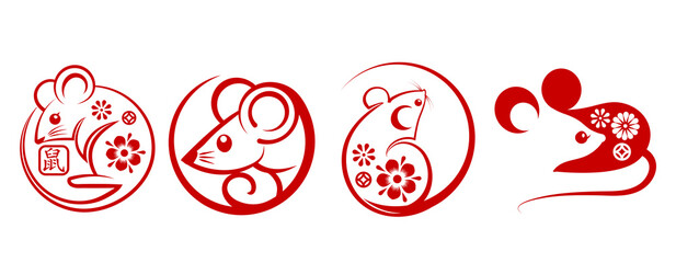 Rat zodiac design of rats cartoon collection in flat style.