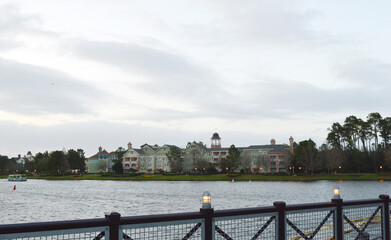 Disney's Saratoga Springs Resort and Spa on a gloomy day in Orlndo, Florida, USA