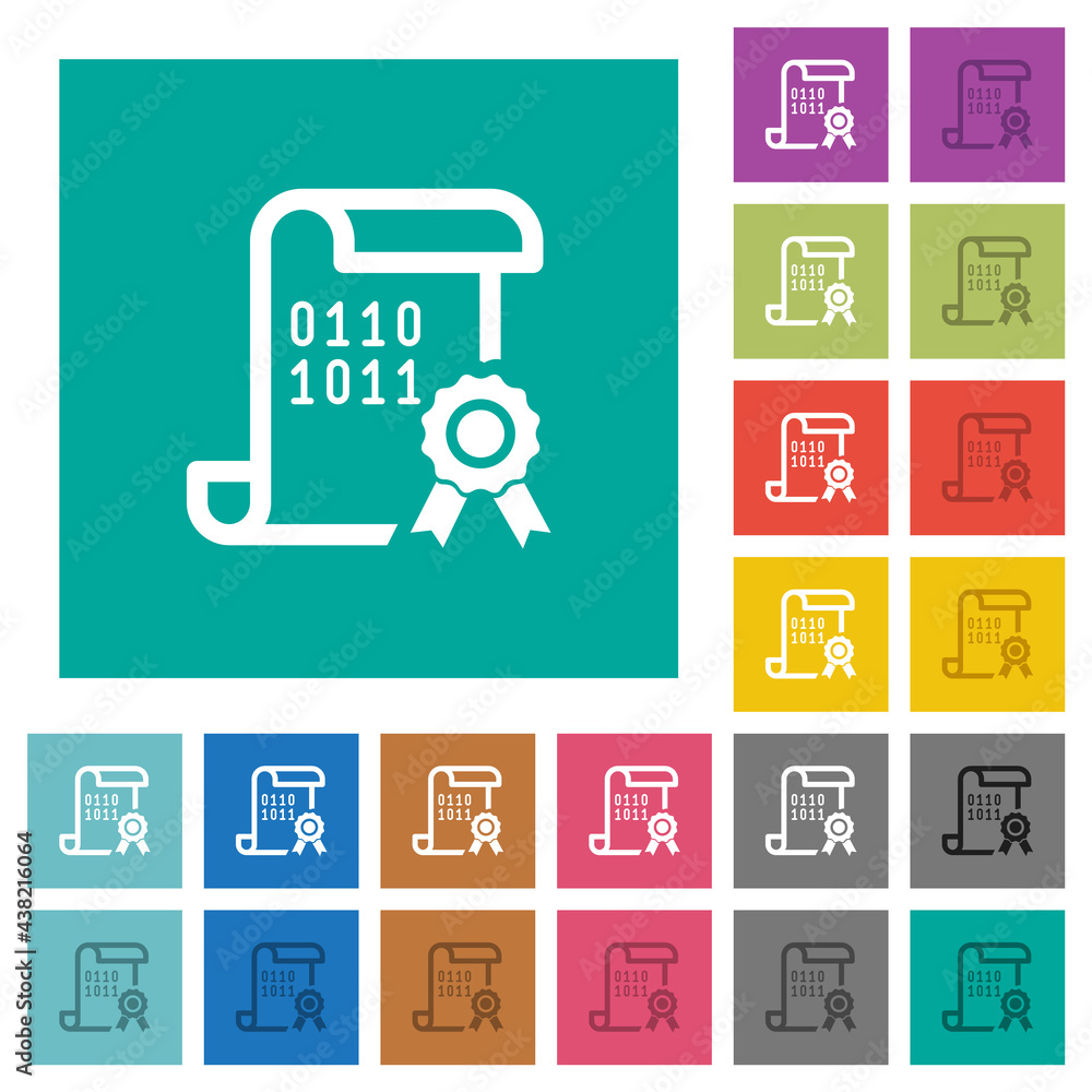 Poster digital certificate square flat multi colored icons