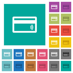 Contactless credit card square flat multi colored icons