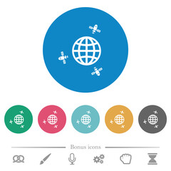 Satellite communication flat round icons