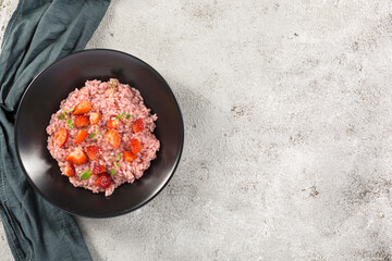 Fresh strawberry risotto a delicate and elegant dish
