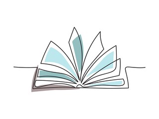 One-line book. Book illustration. Single line art