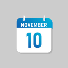 White daily calendar Icon November in a Flat Design style. Easy to edit Isolated vector Illustration.