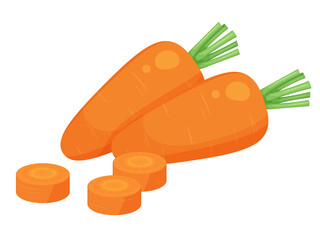 にんじん_人参のイラスト_2本と輪切り