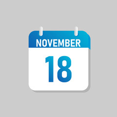 White daily calendar Icon November in a Flat Design style. Easy to edit Isolated vector Illustration.